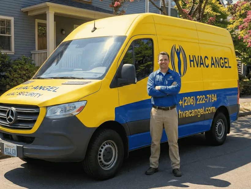 HVAC Angel Seattle service van and technician