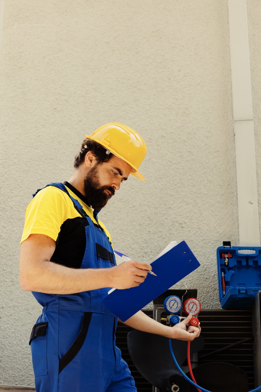 HVAC Angel technicians installing a residential heating and cooling system in Seattle