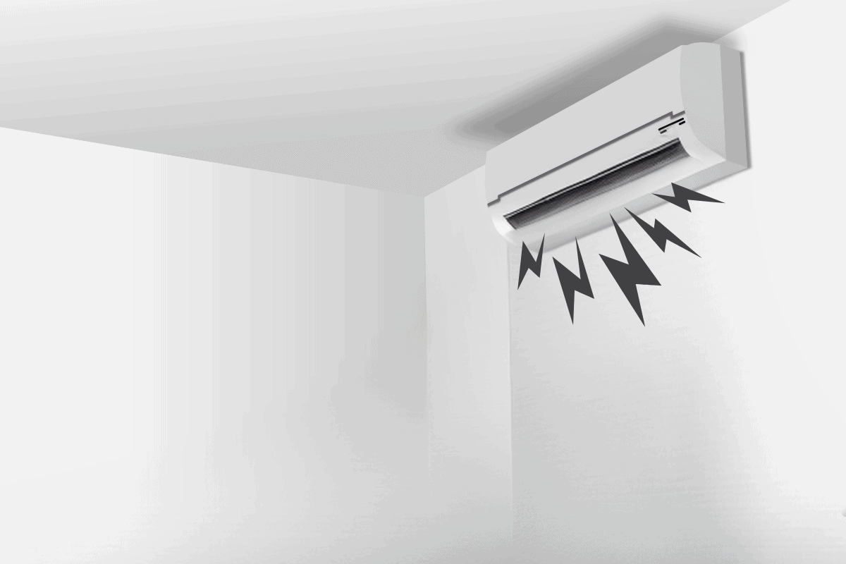 Outdoor air conditioner being inspected for unusual operating noise