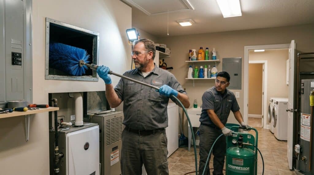 Cleaning air ducts with tools